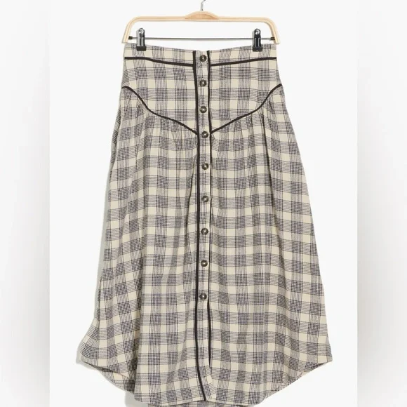 NWT Mother The Out Skirts Plaid Skirt with pockets fits probably closer to a M - Picture 3 of 8
